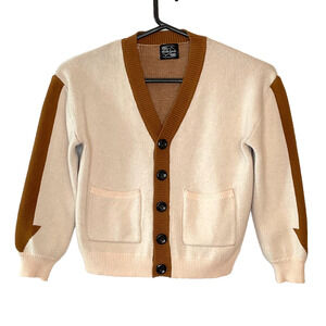 Steady Hands Yip Yip Cardigan Sweater Sz XS Cream Brown Arrow Comfy Appa Avatar